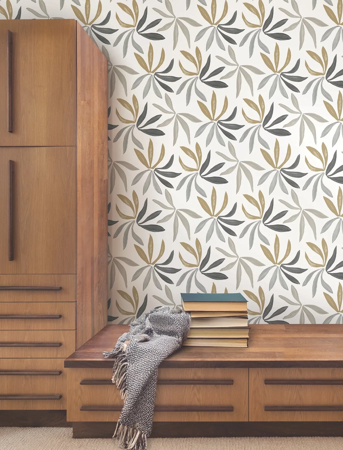 York Wallcoverings Little Garden Graphite & Gold Wallpaper - SKU ZM2816