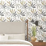 York Wallcoverings Little Garden Graphite & Gold Wallpaper - SKU ZM2816