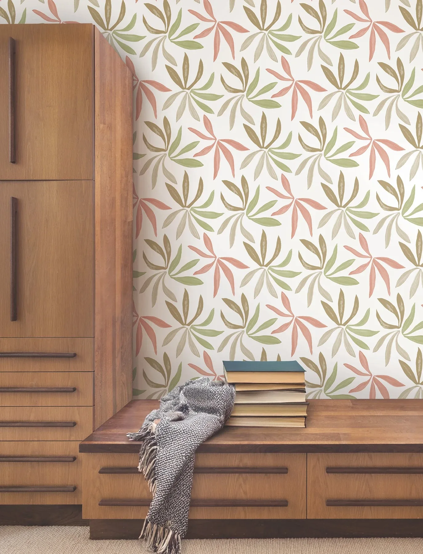 York Wallcoverings Little Garden Leaf & Coral Wallpaper - SKU ZM2812