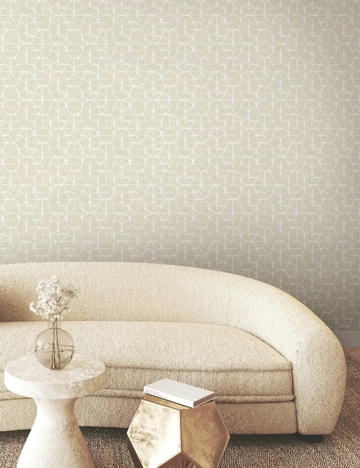 York Wallcoverings Looking Glass Beige Wallpaper - SKU FM1103