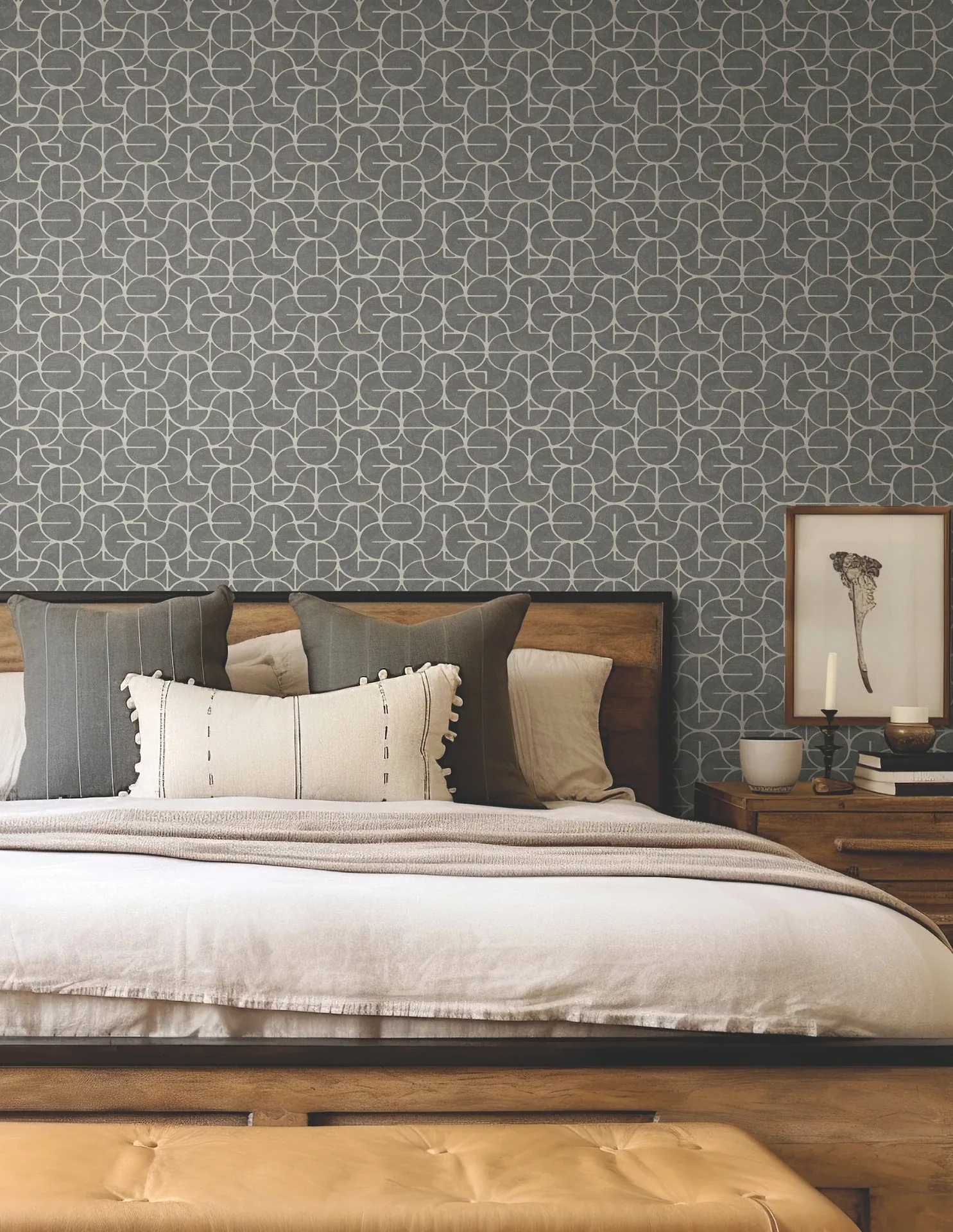 York Wallcoverings Looking Glass Charcoal Wallpaper - SKU FM1104