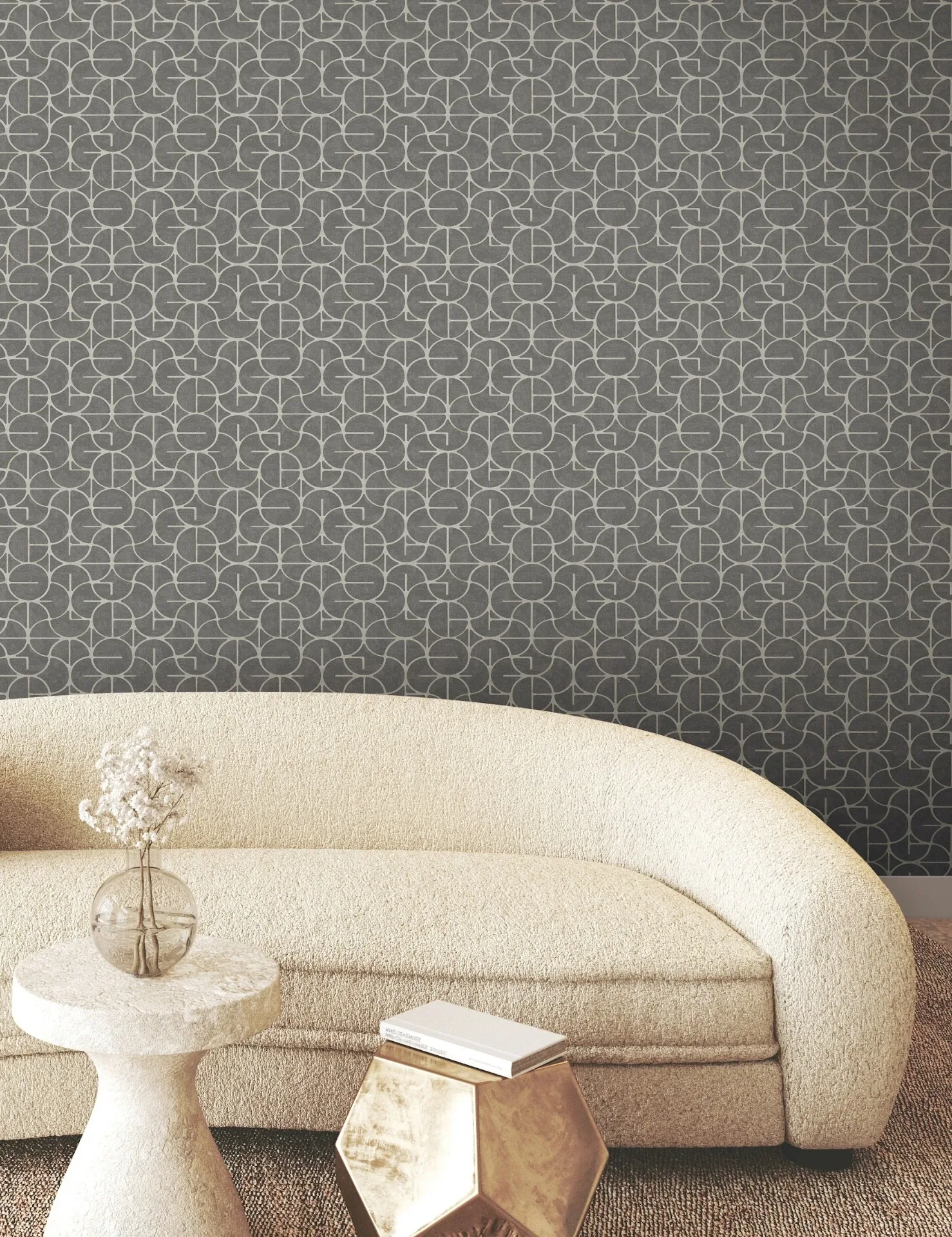 York Wallcoverings Looking Glass Charcoal Wallpaper - SKU FM1104