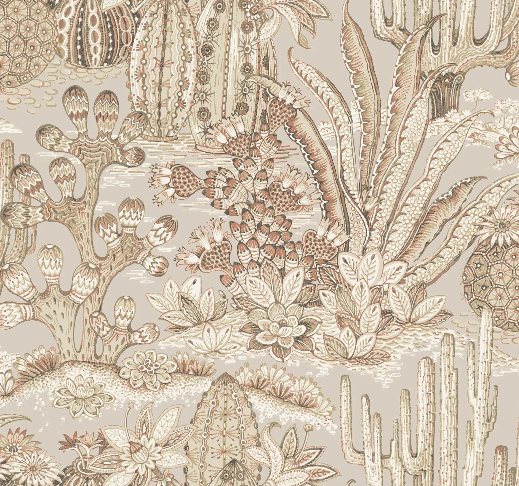 York Wallcoverings Lotus Land Cacti Baked Clay Wallpaper - SKU MT5632