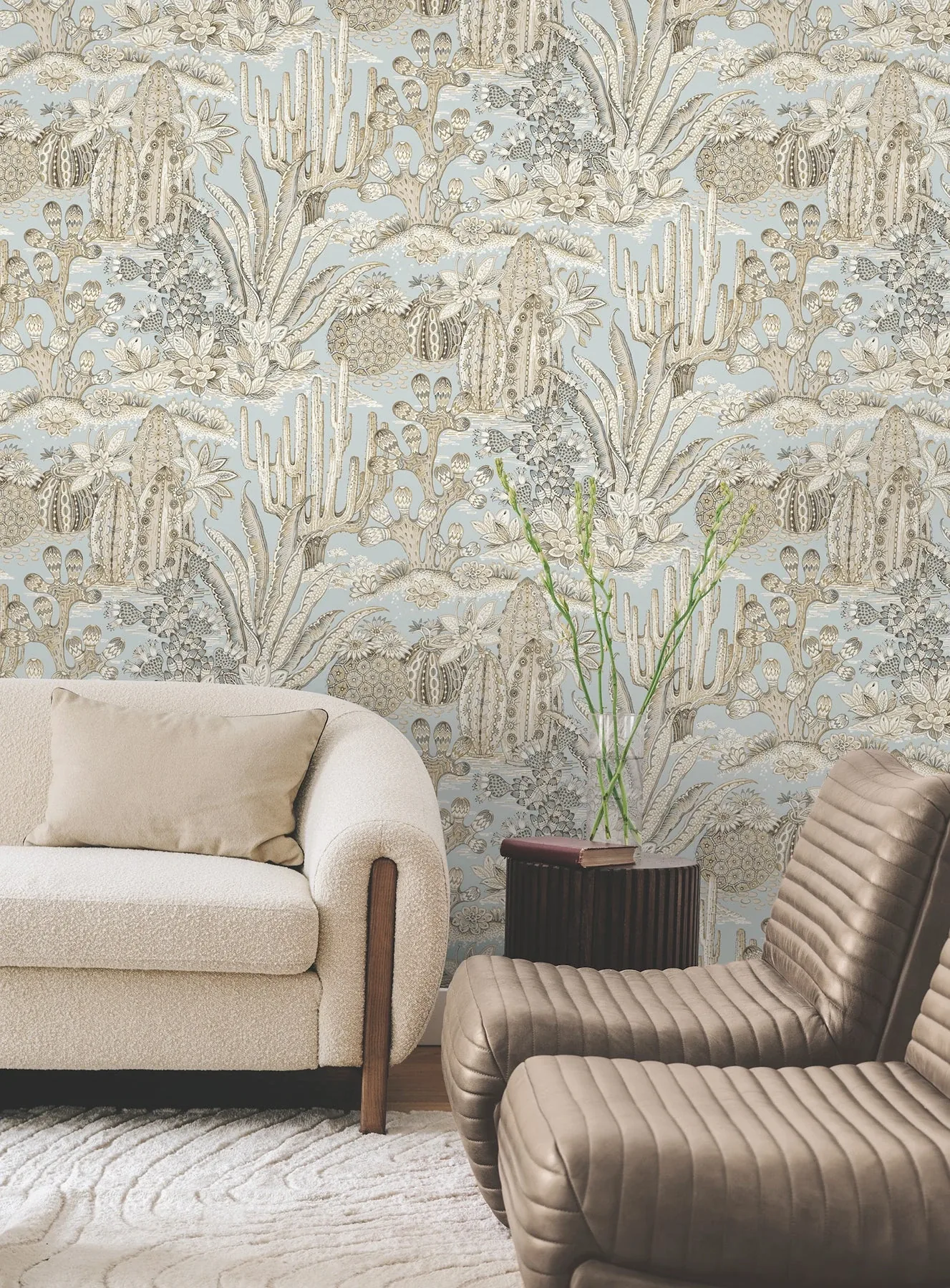 York Wallcoverings Lotus Land Cacti Sky Blue Wallpaper - SKU MT5634