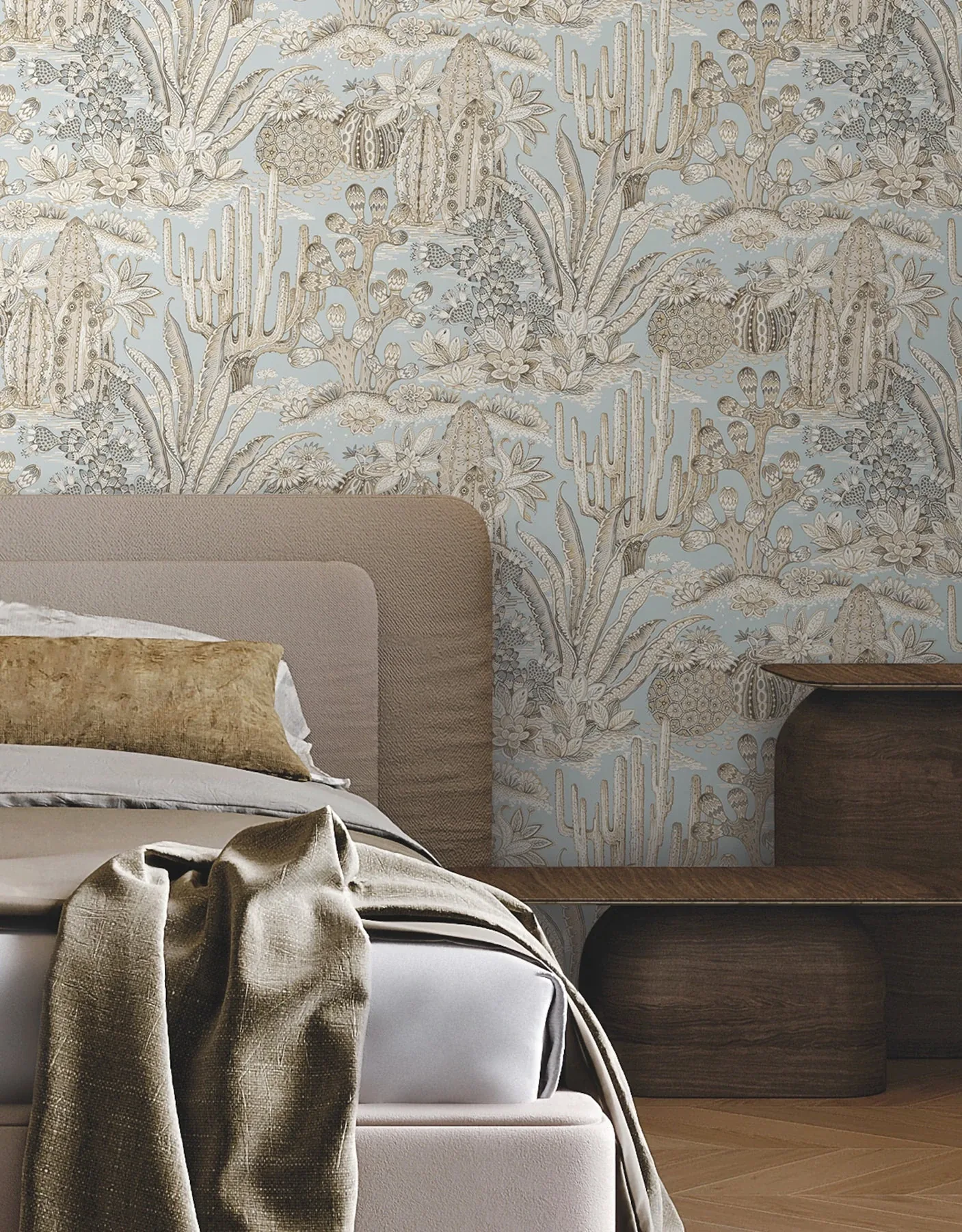 York Wallcoverings Lotus Land Cacti Sky Blue Wallpaper - SKU MT5634
