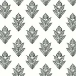 York Wallcoverings Lotus Motif Black & White Wallpaper | Wallpaper Twins York Wallcoverings Lotus Motif Black & White Wallpaper - SKU BW3977