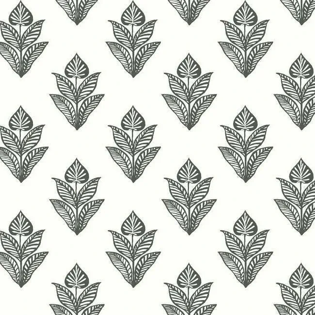 York Wallcoverings Lotus Motif Black & White Wallpaper - SKU BW3977