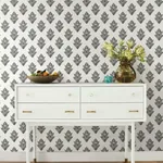 York Wallcoverings Lotus Motif Black & White Wallpaper | Wallpaper Twins York Wallcoverings Lotus Motif Black & White Wallpaper - SKU BW3977