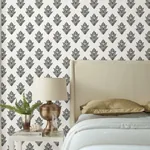 York Wallcoverings Lotus Motif Black & White Wallpaper | Wallpaper Twins York Wallcoverings Lotus Motif Black & White Wallpaper - SKU BW3977