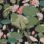 York Wallcoverings Lotus Pond Black & Pink Wallpaper | Wallpaper Twins York Wallcoverings Lotus Pond Black & Pink Wallpaper - SKU GO8292