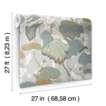 York Wallcoverings Lotus Pond Grey & Blue Wallpaper - SKU GO8294