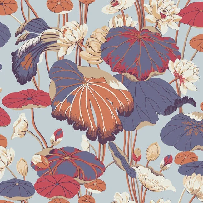 York Wallcoverings Lotus Pond Purple & Pink Wallpaper - SKU GO8291