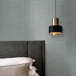 York Wallcoverings Lotus Silk Steel Blue Wallpaper - SKU SI25873