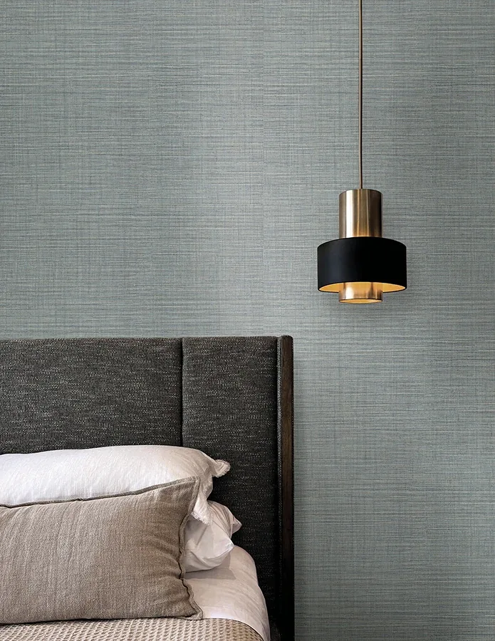 York Wallcoverings Lotus Silk Steel Blue Wallpaper - SKU SI25873
