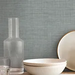 York Wallcoverings Lotus Silk Steel Blue Wallpaper - SKU SI25873