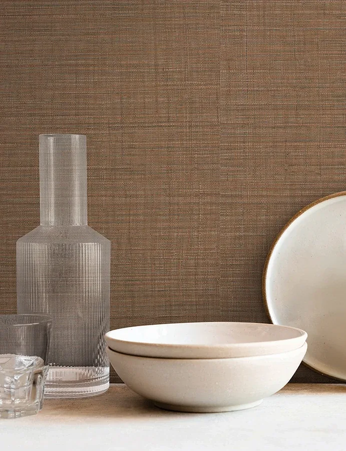York Wallcoverings Lotus Silk Terra Cotta Wallpaper - SKU SI25877