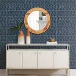 York Wallcoverings Love Triangles Blue & Gold Metallic Peel & Stick Wallpaper | Wallpaper Twins York Wallcoverings Love Triangles Blue & Gold Metallic Peel & Stick Wallpaper - SKU PSW1256RL