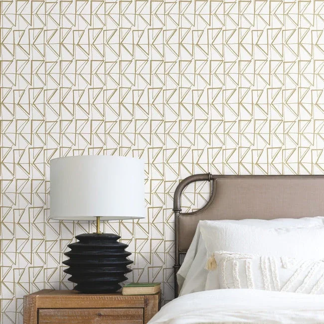 York Wallcoverings Love Triangles Gold Metallic Peel & Stick Wallpaper - SKU PSW1255RL