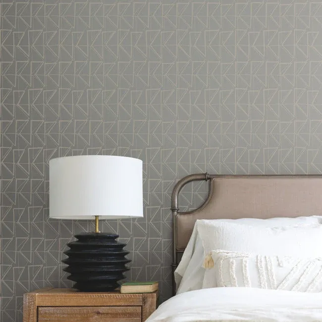 York Wallcoverings Love Triangles Grey Metallic Peel & Stick Wallpaper - SKU PSW1254RL