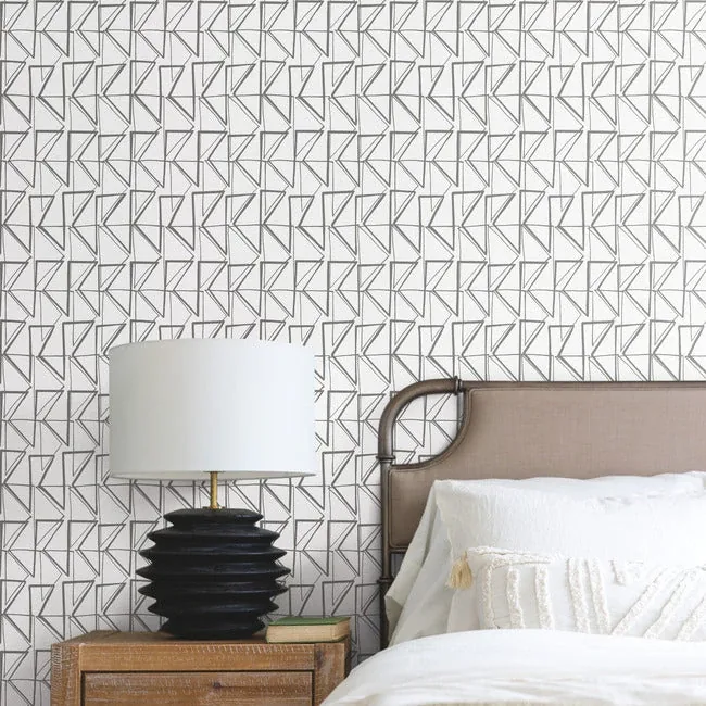 York Wallcoverings Love Triangles Grey Peel & Stick Wallpaper - SKU PSW1252RL