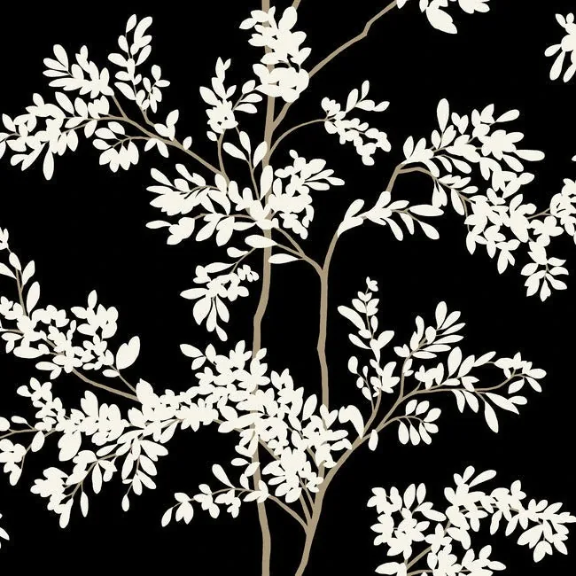 BL1804 | Lunaria Silhouette Black & White Wallpaper