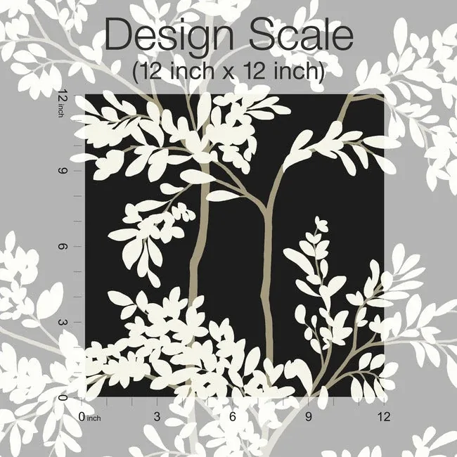 York Wallcoverings Lunaria Silhouette Black & White Wallpaper | Wallpaper Twins York Wallcoverings Lunaria Silhouette Black & White Wallpaper - SKU BL1804