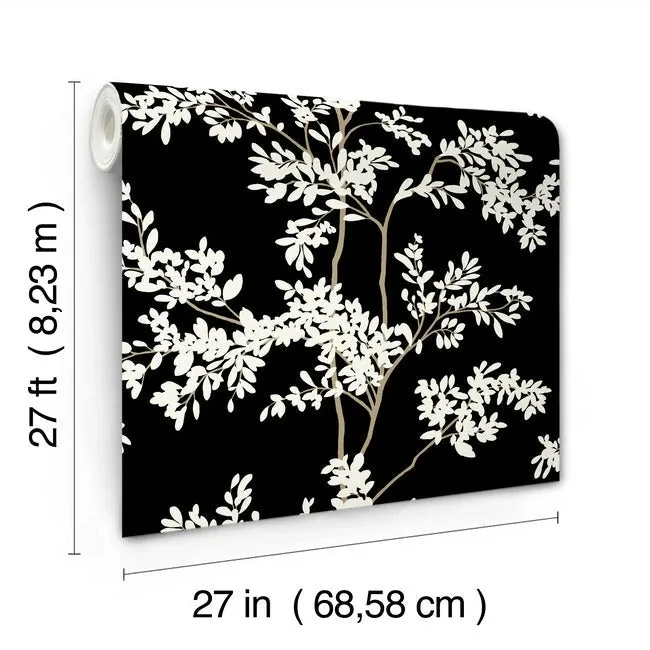York Wallcoverings Lunaria Silhouette Black & White Wallpaper | Wallpaper Twins York Wallcoverings Lunaria Silhouette Black & White Wallpaper - SKU BL1804