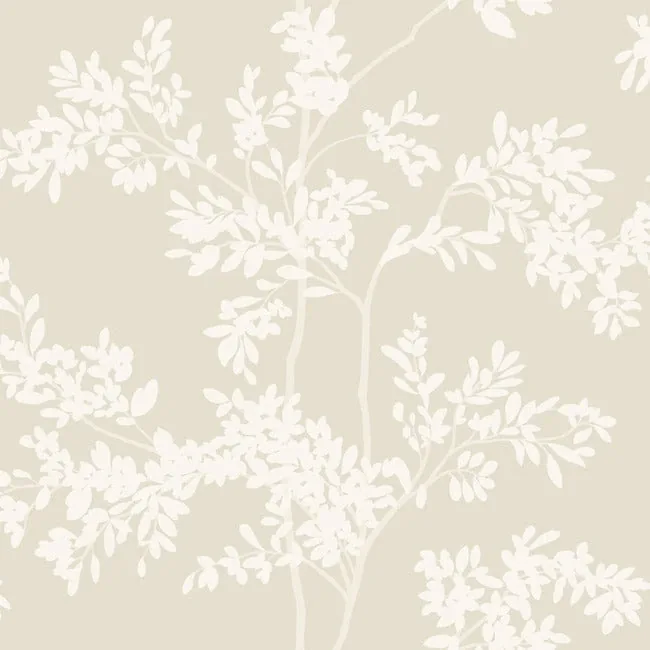 BL1805 | Lunaria Silhouette Light Taupe & White Wallpaper