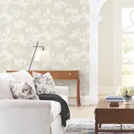 York Wallcoverings Lunaria Silhouette Light Taupe & White Wallpaper - SKU BL1805