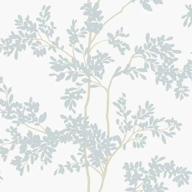 BL1802 | Lunaria Silhouette White & Cloud Blue Wallpaper