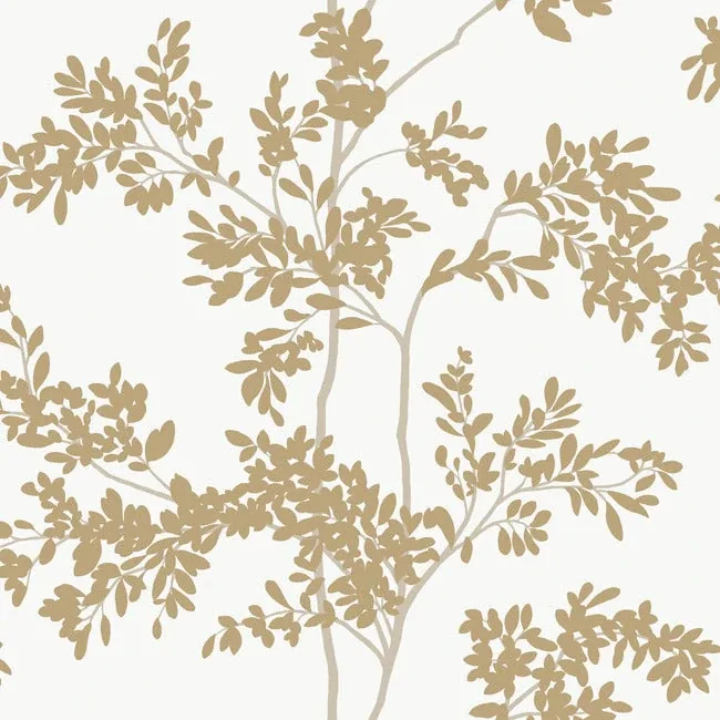 BL1806 | Lunaria Silhouette White & Gold Wallpaper