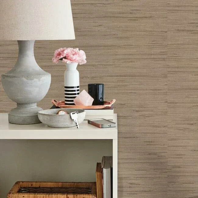 York Wallcoverings Lustrous Grasscloth Yellow Wallpaper - SKU RN1062LW