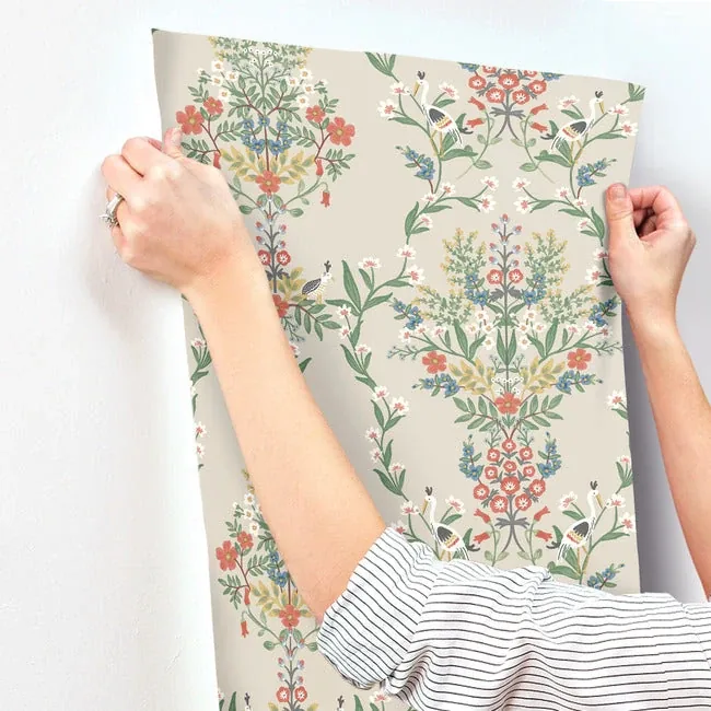 York Wallcoverings Luxembourg Beige & Red Wallpaper - SKU RP7327