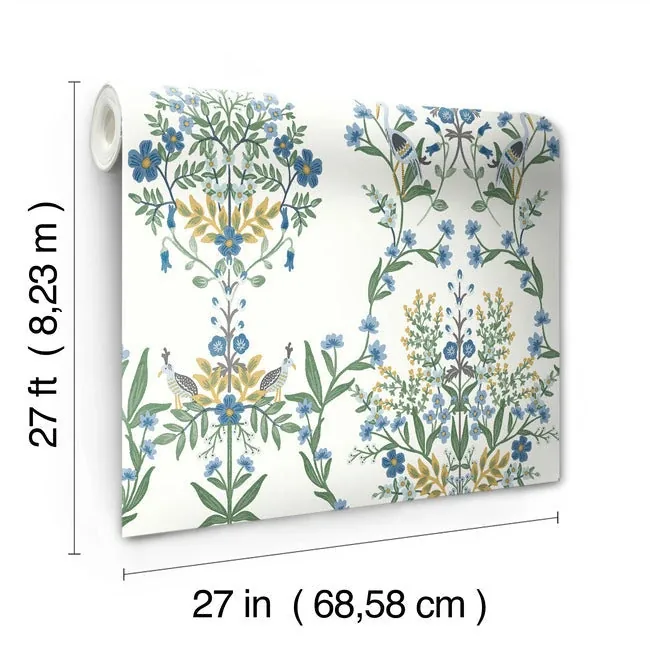 York Wallcoverings Luxembourg White & Blue Wallpaper | Wallpaper Twins York Wallcoverings Luxembourg White & Blue Wallpaper - SKU RP7330