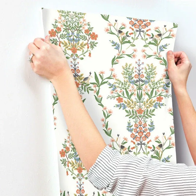 York Wallcoverings Luxembourg White & Green Wallpaper - SKU RP7328