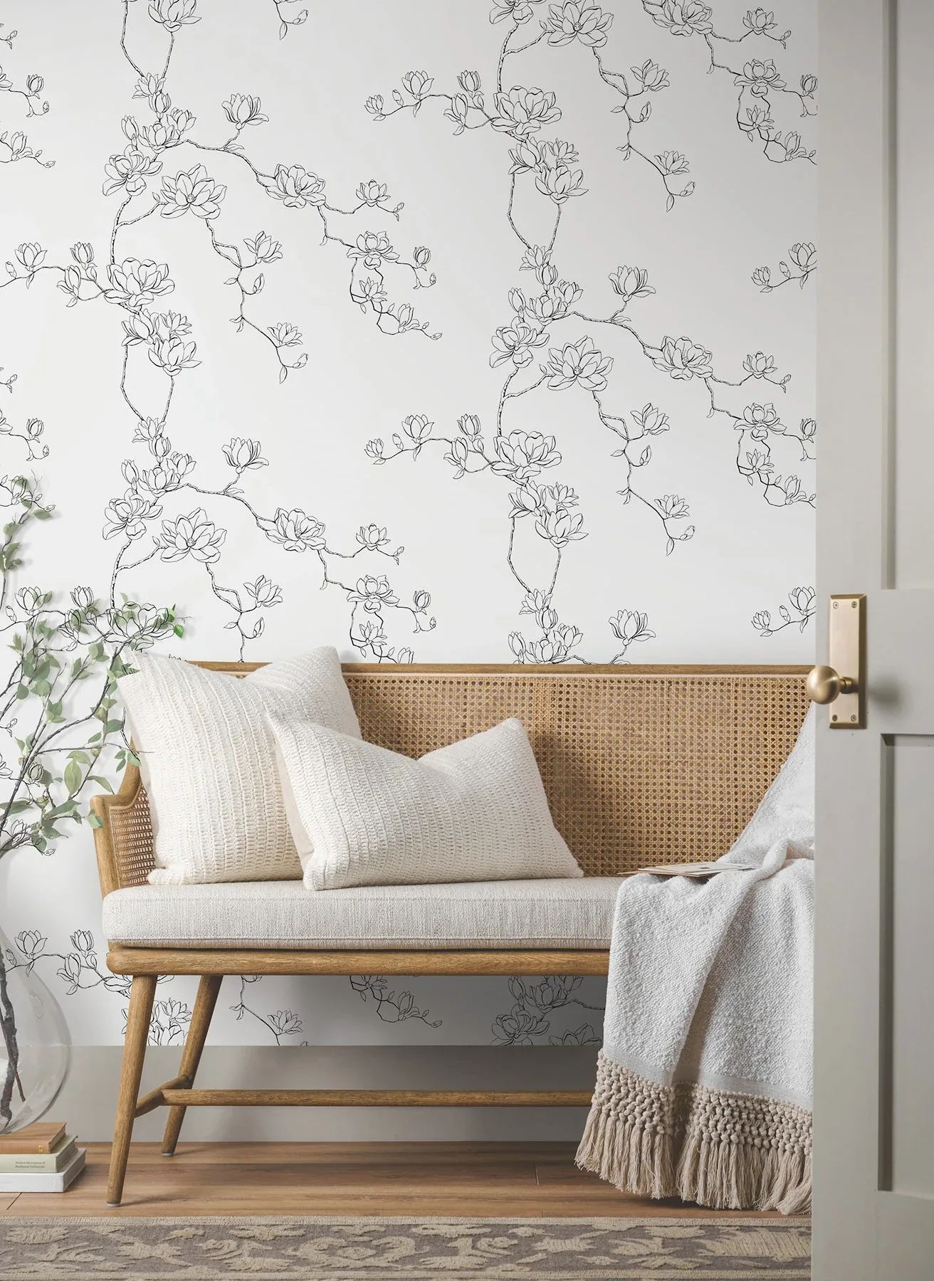 York Wallcoverings Magnolia Black Branches Wallpaper | Wallpaper Twins York Wallcoverings Magnolia Black Branches Wallpaper - SKU MF4731