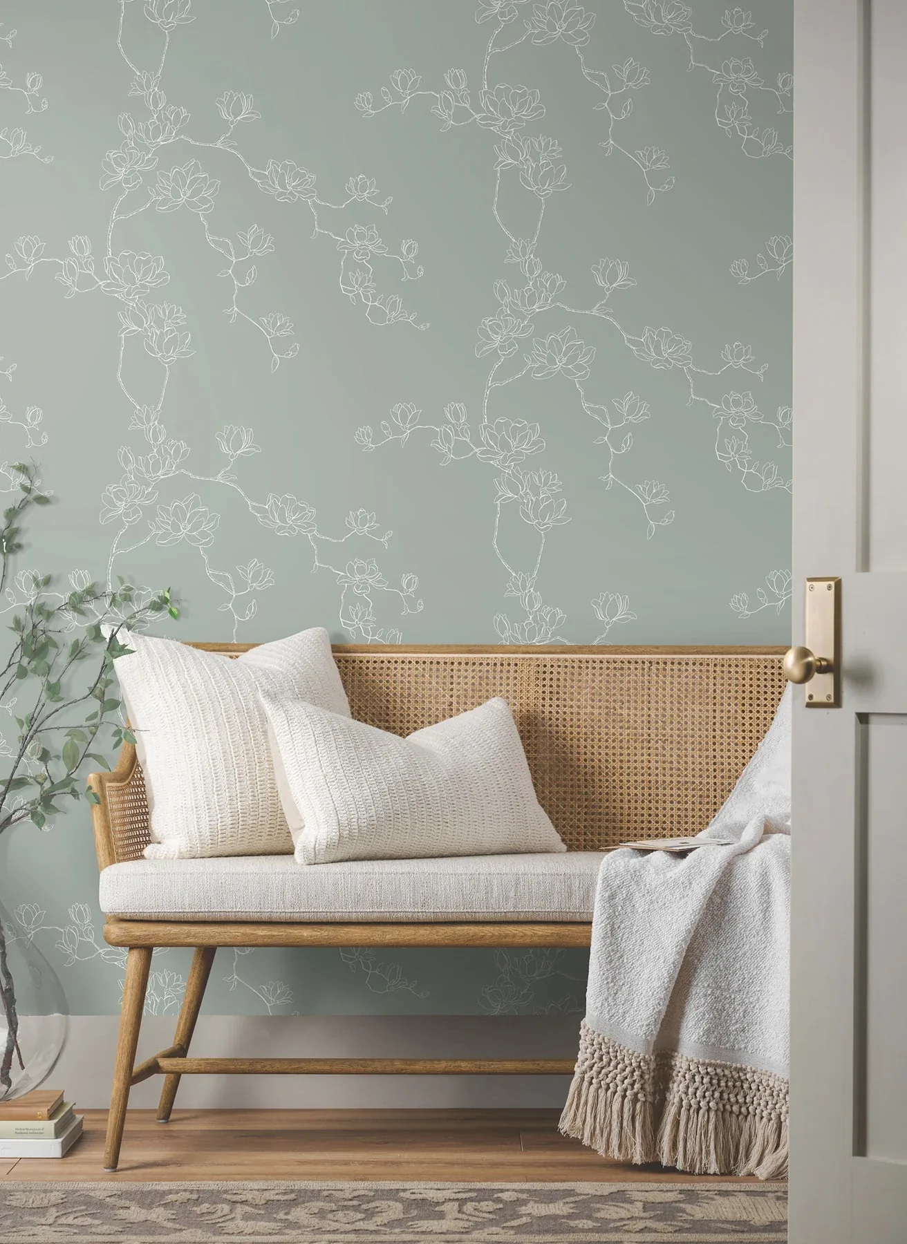 York Wallcoverings Magnolia Eucalyptus Branches Wallpaper - SKU MF4734