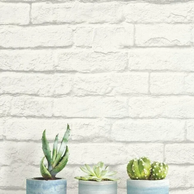 York Wallcoverings Magnolia Home Brick & Mortar White Peel & Stick Wallpaper | Wallpaper Twins York Wallcoverings Magnolia Home Brick & Mortar White Peel & Stick Wallpaper - SKU PSW1174RL