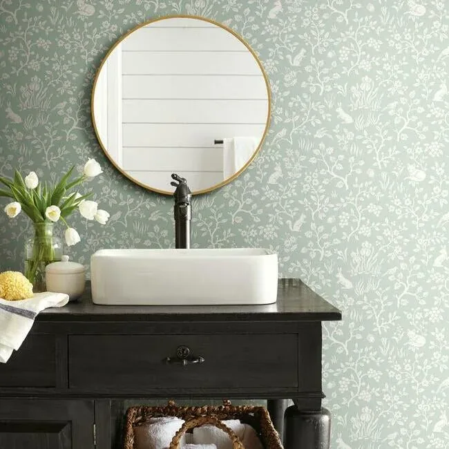 York Wallcoverings Magnolia Home Fox & Hare Green Peel & Stick Wallpaper - SKU PSW1167RL