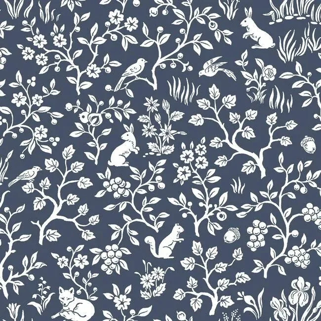 PSW1166RL | Magnolia Home Fox & Hare Navy Peel & Stick Wallpaper