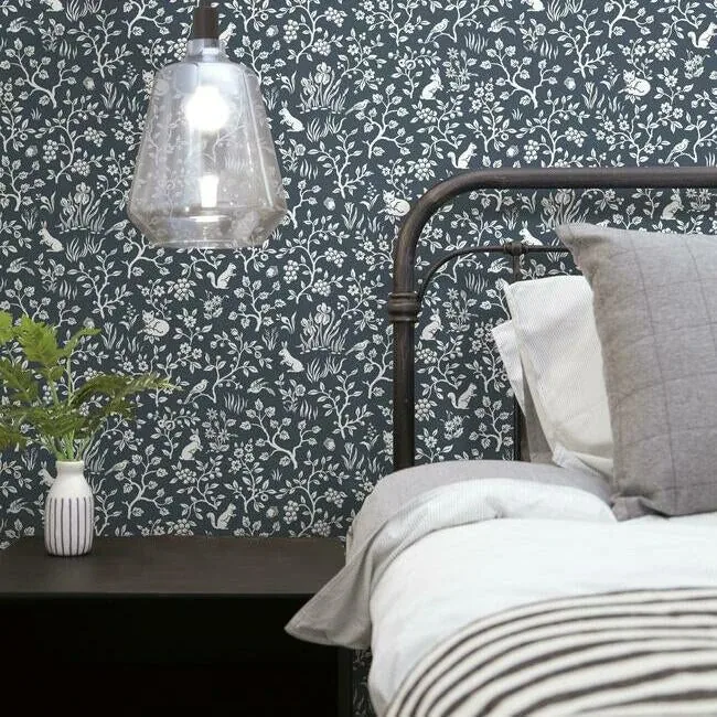 York Wallcoverings Magnolia Home Fox & Hare Navy Peel & Stick Wallpaper - SKU PSW1166RL