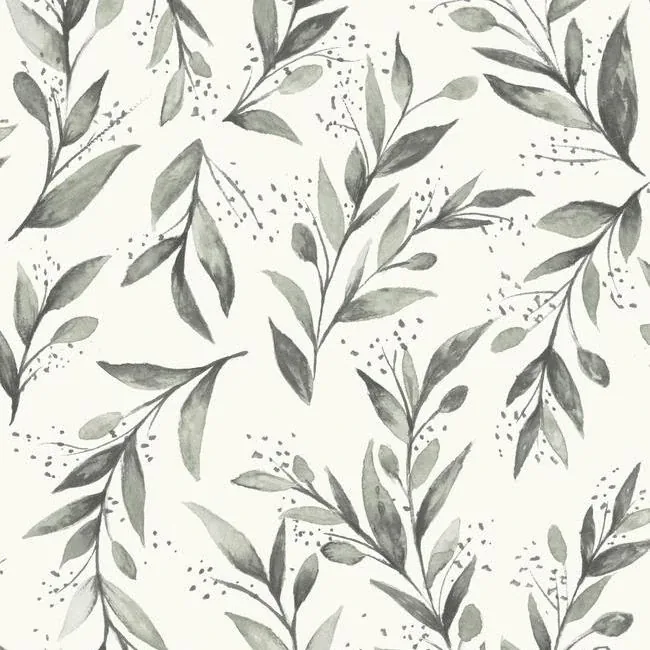 PSW1003RL | Magnolia Home Olive Branch Charcoal Peel & Stick Wallpaper