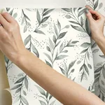 York Wallcoverings Magnolia Home Olive Branch Charcoal Peel & Stick Wallpaper | Wallpaper Twins York Wallcoverings Magnolia Home Olive Branch Charcoal Peel & Stick Wallpaper - SKU PSW1003RL
