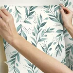 York Wallcoverings Magnolia Home Olive Branch Teal Peel & Stick Wallpaper - SKU PSW1002RL