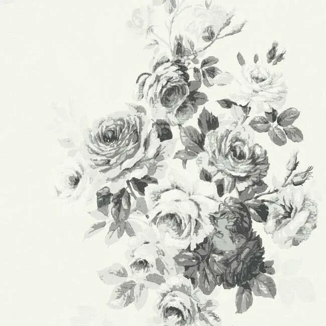 York Wallcoverings Magnolia Home Tea Rose White & Black Peel & Stick Wallpaper - SKU PSW1157RL