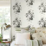 York Wallcoverings Magnolia Home Tea Rose White & Black Peel & Stick Wallpaper - SKU PSW1157RL