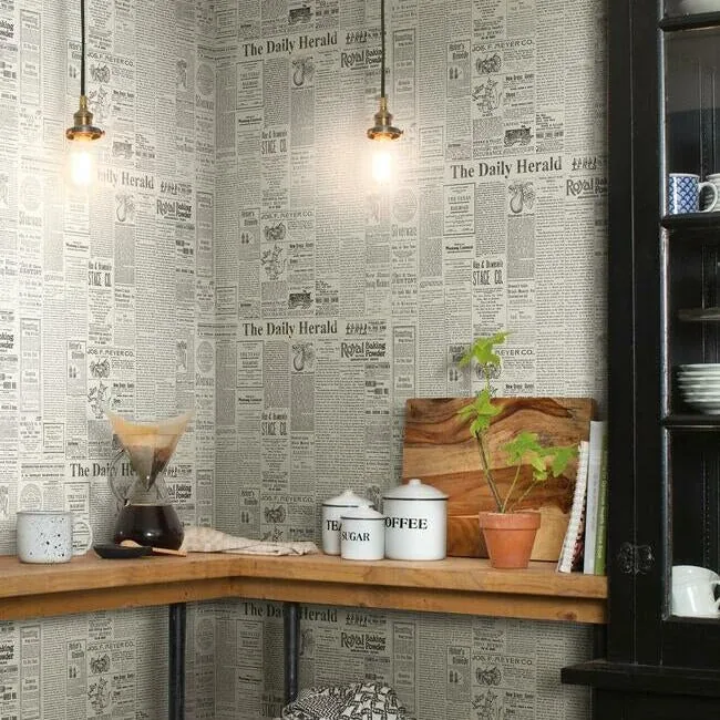 York Wallcoverings Magnolia Home the Daily Black & White Peel & Stick Wallpaper - SKU PSW1168RL
