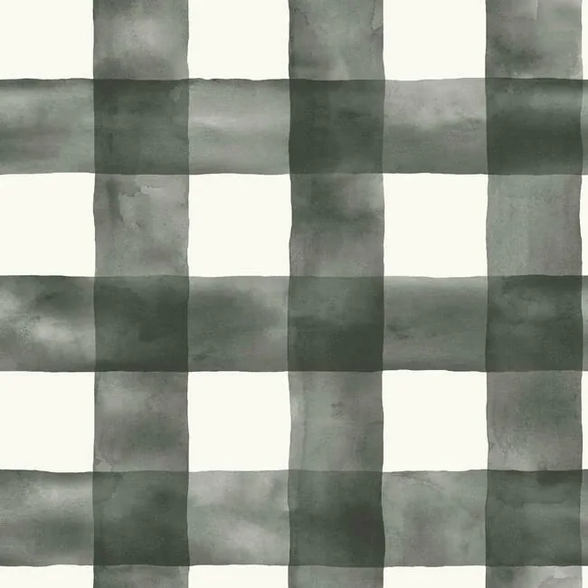York Wallcoverings Magnolia Home Watercolor Check Black Peel & Stick Wallpaper - SKU PSW1169RL