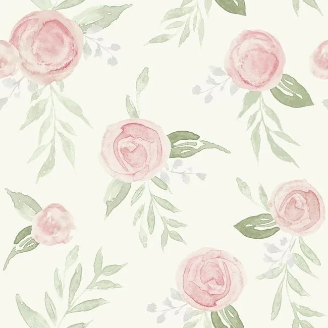 PSW1013RL | Magnolia Home Watercolor Roses Coral Peel & Stick Wallpaper
