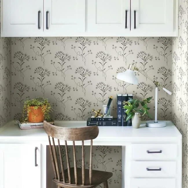 York Wallcoverings Magnolia Home Wildflower Black & White Peel & Stick Wallpaper | Wallpaper Twins York Wallcoverings Magnolia Home Wildflower Black & White Peel & Stick Wallpaper - SKU PSW1153RL
